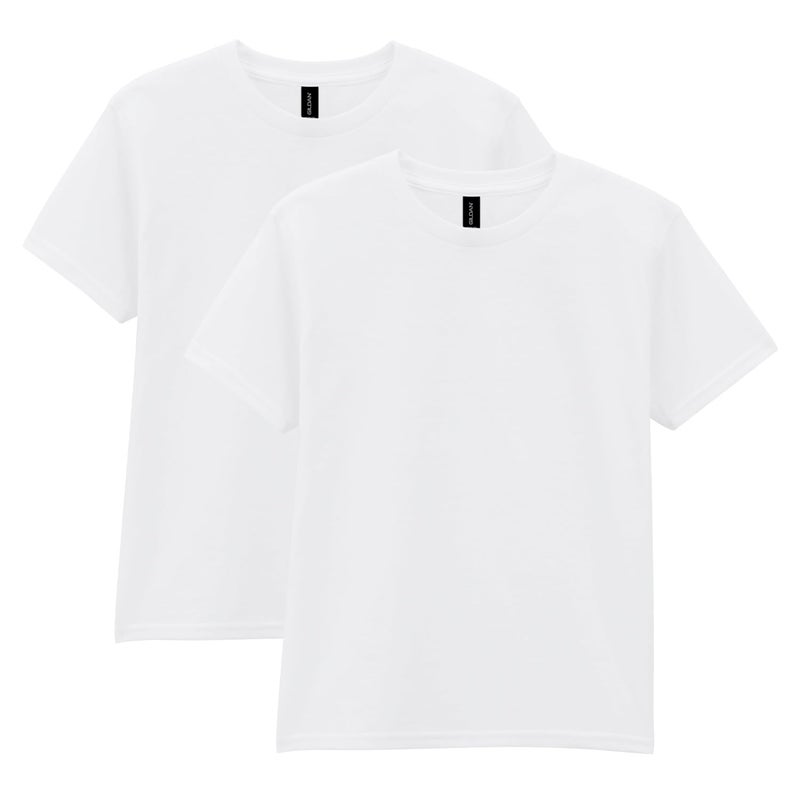 Gildan Youth DryBlend T-Shirt, Style G8000B, 2-Pack, White, X-Large - Image 1